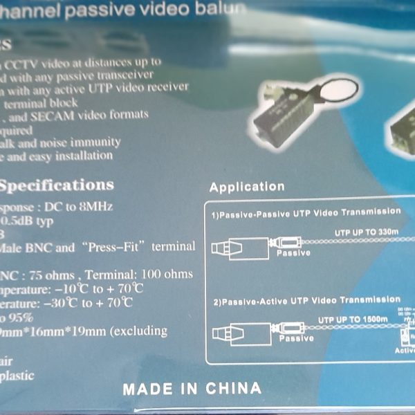 Video balun, Cámaras de seguridad