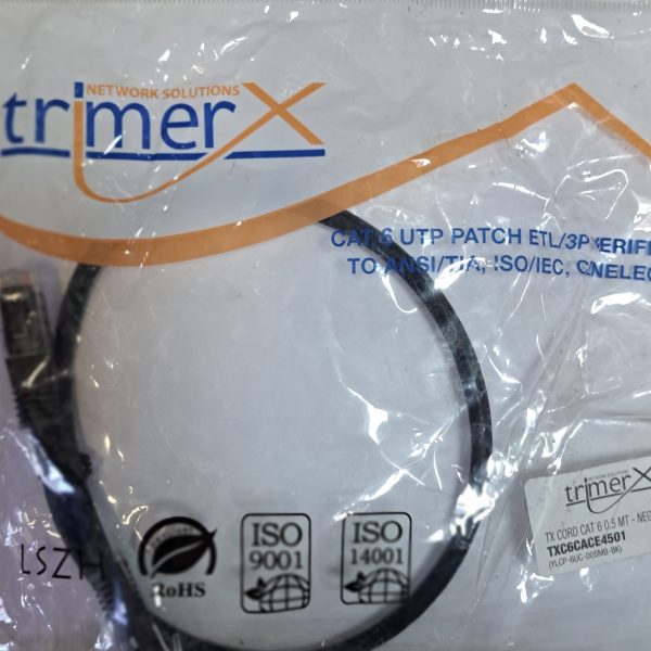 Patch Coord Trimerx 0,5m cat6 Negro