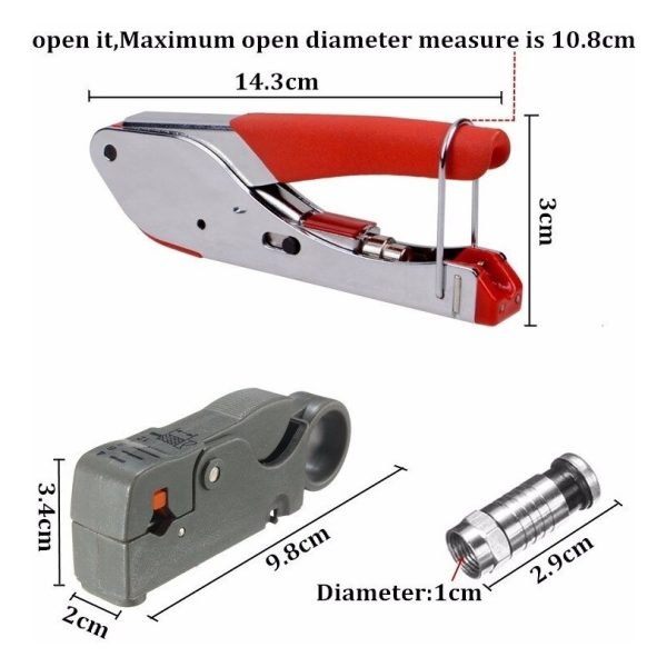 Pack Crimpeadora Coaxial Rg6 Pela Cable 100 Terminales Rg6
