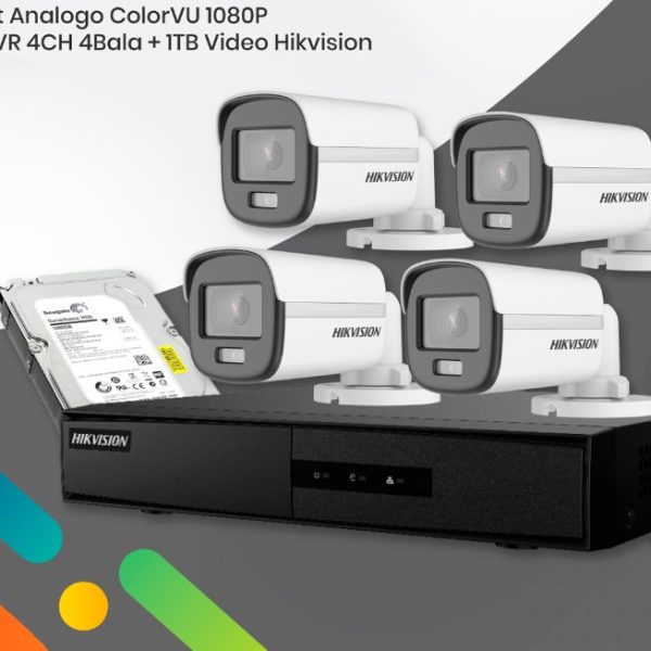 Kit 4 Cámaras Hikvsion ColorVu