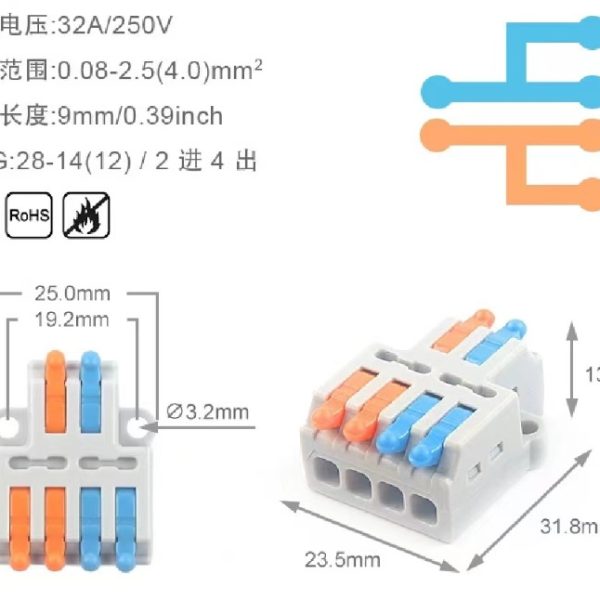 Conector dc unión rapida