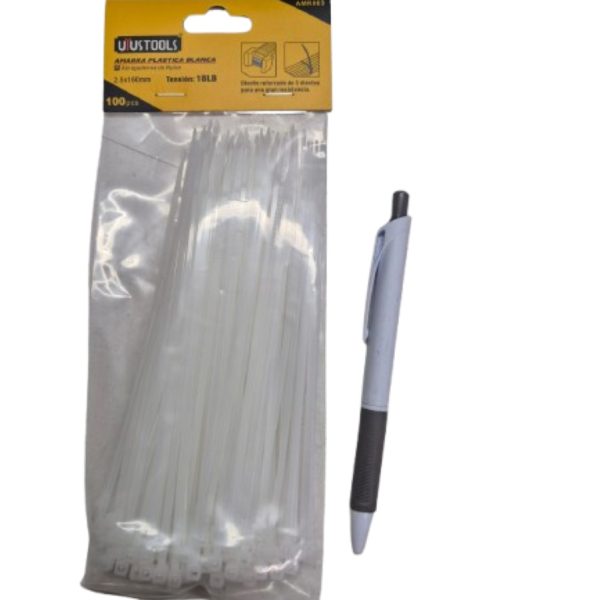 Amarra Plástica 2.5 x 16 cm x 100u blanca
