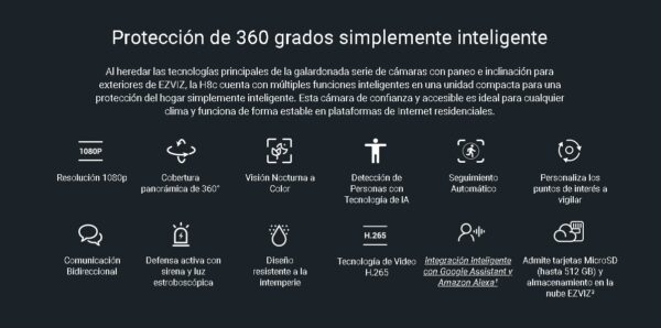 Cámara PT Wi-Fi Ezviz H8C Pro 2K IA con Audio - Imagen 7