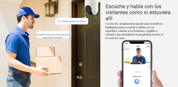 Cámara PT Wi-Fi Ezviz H8C Pro 2K IA con Audio - Imagen 2