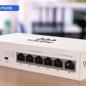 Switch POE 100 Mbps con 4 puertos PoE + 2 uplinks