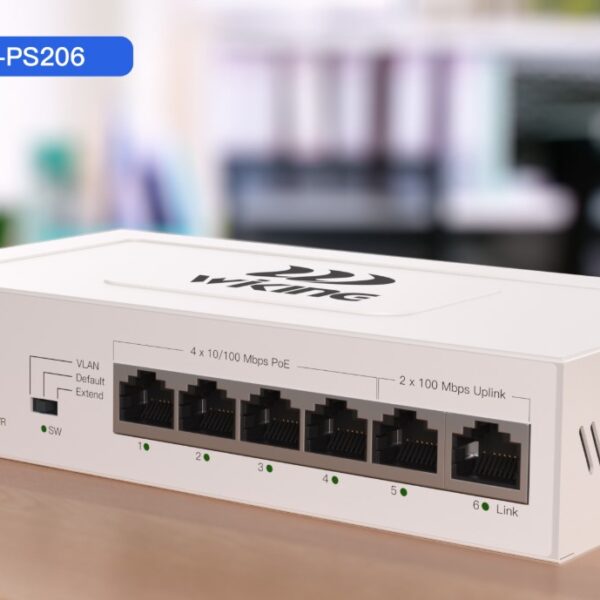 Switch POE 100 Mbps con 4 puertos PoE + 2 uplinks