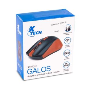Mouse inalámbrico 1600DPI 4 botones rojo Xtech