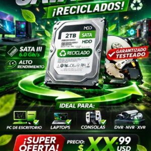 Disco Duro 2 Teras Reciclado para DVR SATA 3.5