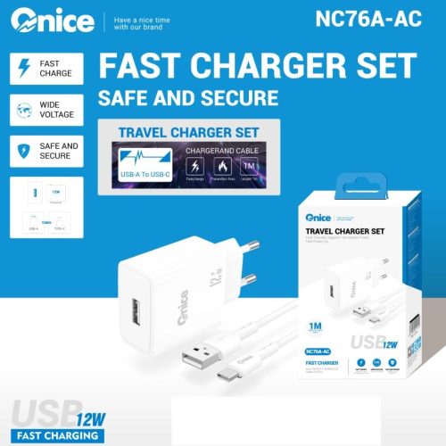 Cargador USB C 12W con Cable 1 Metro