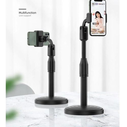 Soporte para Celular de Escritorio Extensible y Giratorio 360° Negro