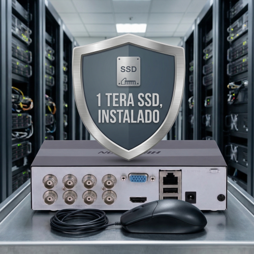 eDVR Hikvision 8 Canales con SSD Incorporado 1 tera